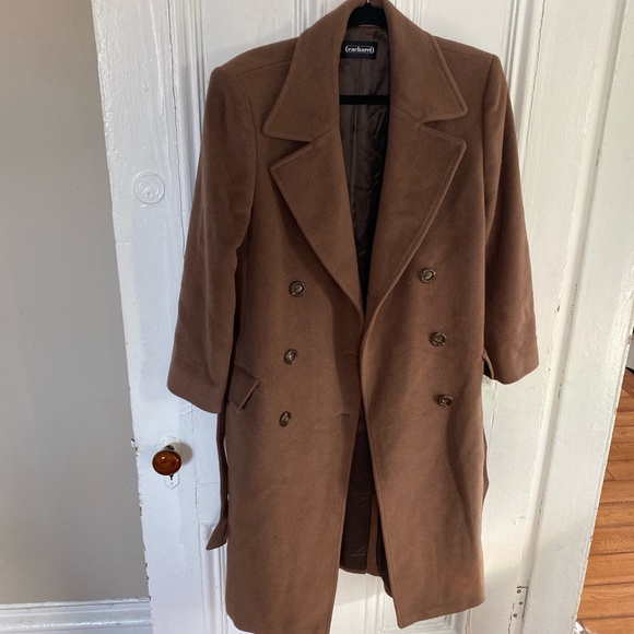 CHOCOLATE BROWN ITALIAN WOOL PEA COAT - Picture 2 of 8